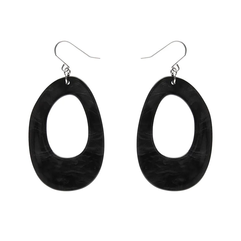 Essentials Drop Hoop Dangle Earrings - Black Ripple