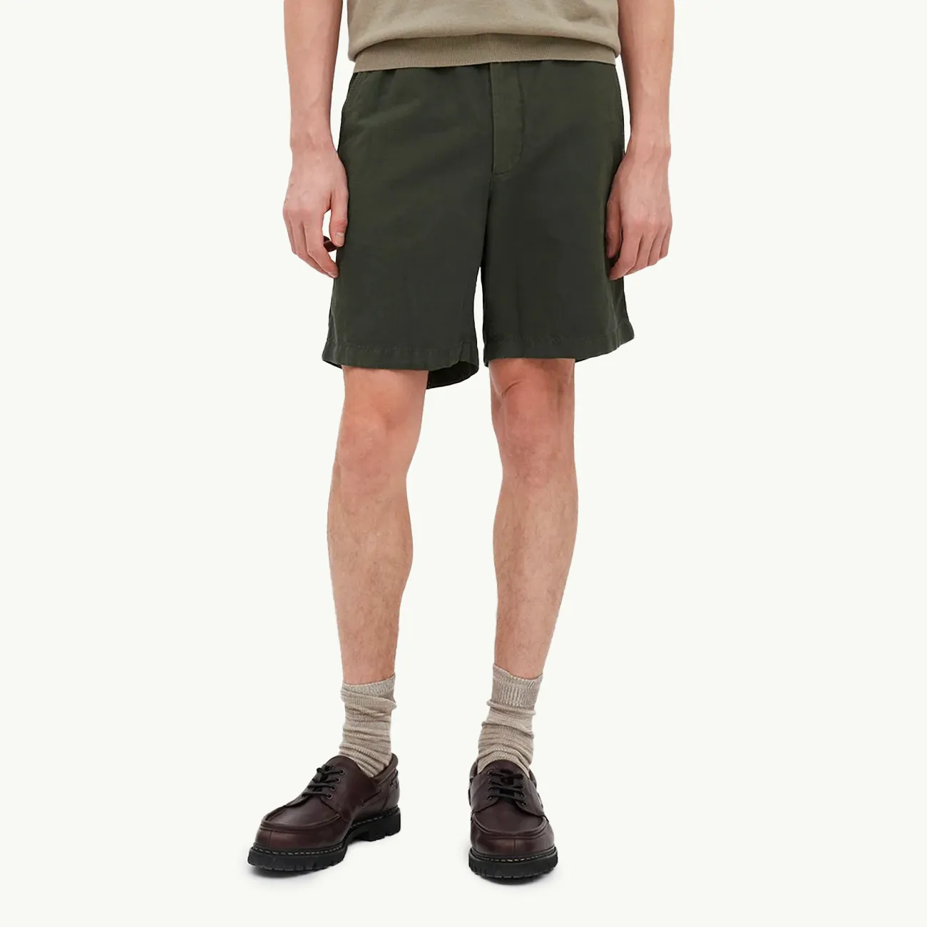 Ezra Relaxed Cotton Linen Short - Spruce Green