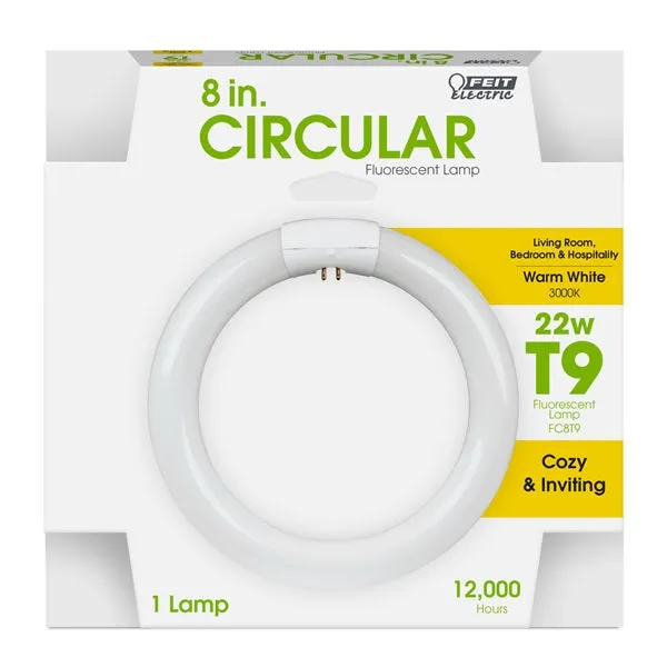 Feit Electric FC8T9/WW Fluorescent Circular Bulb, 22 W, T9 Lamp, 4-Pin G10Q Lamp Base, 1150 Lumens