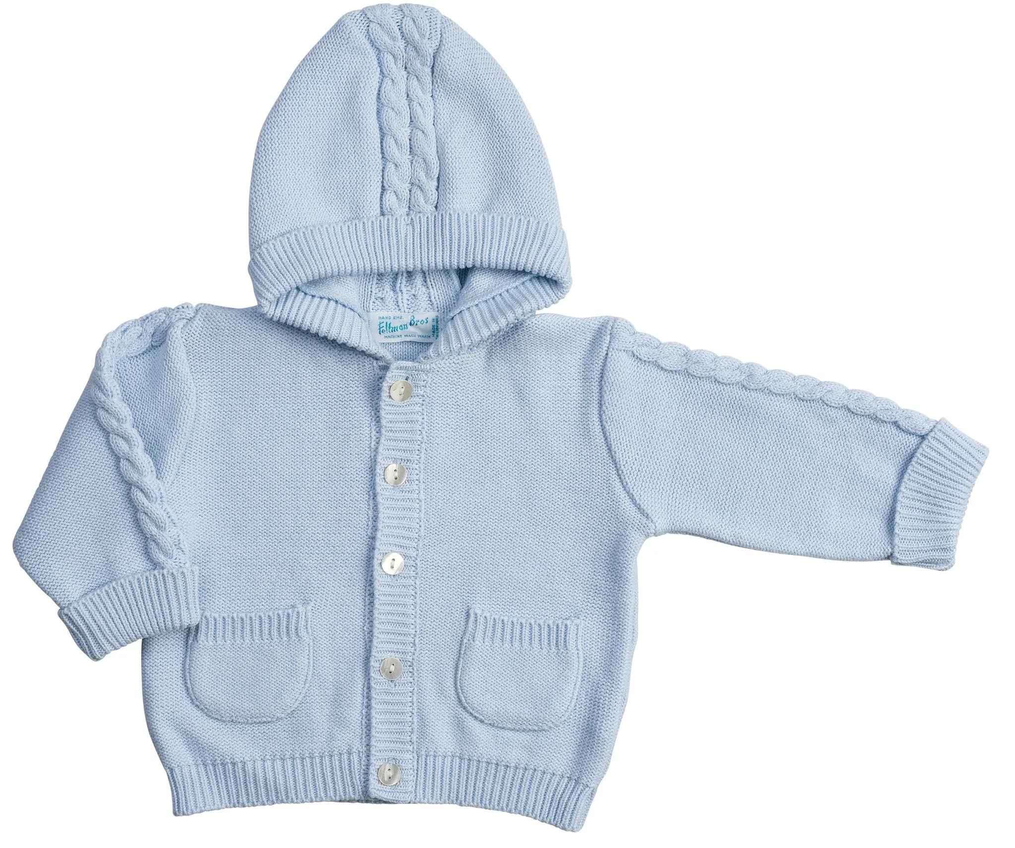 Feltman Brothers Hooded Cable Cardigan Light Blue 4006/4508 5107