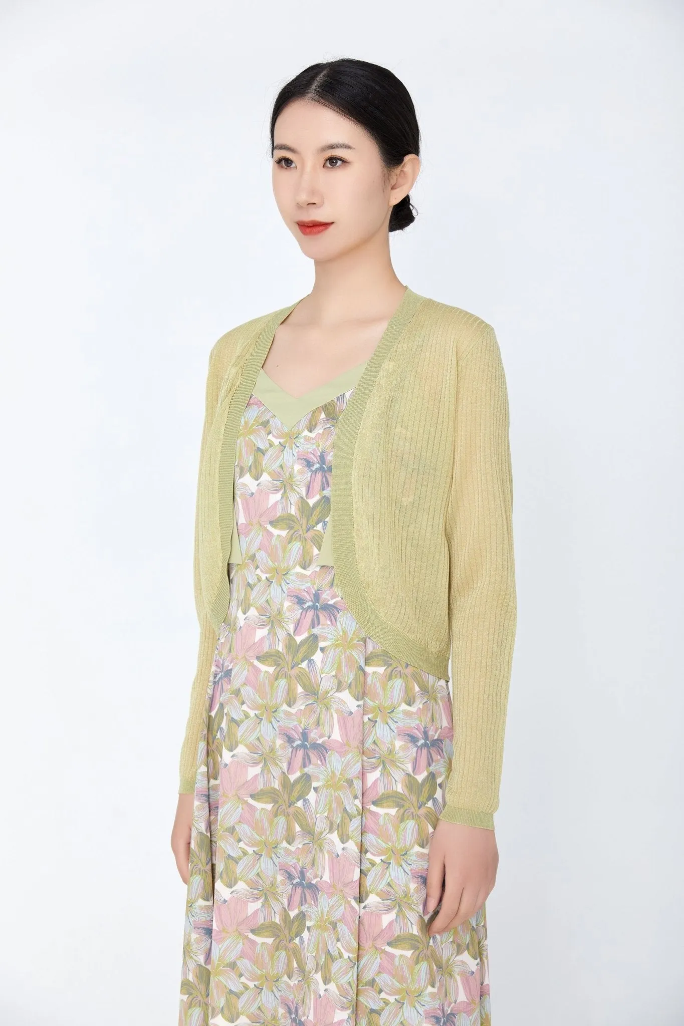 Grass Green Short Knitted Cardigan