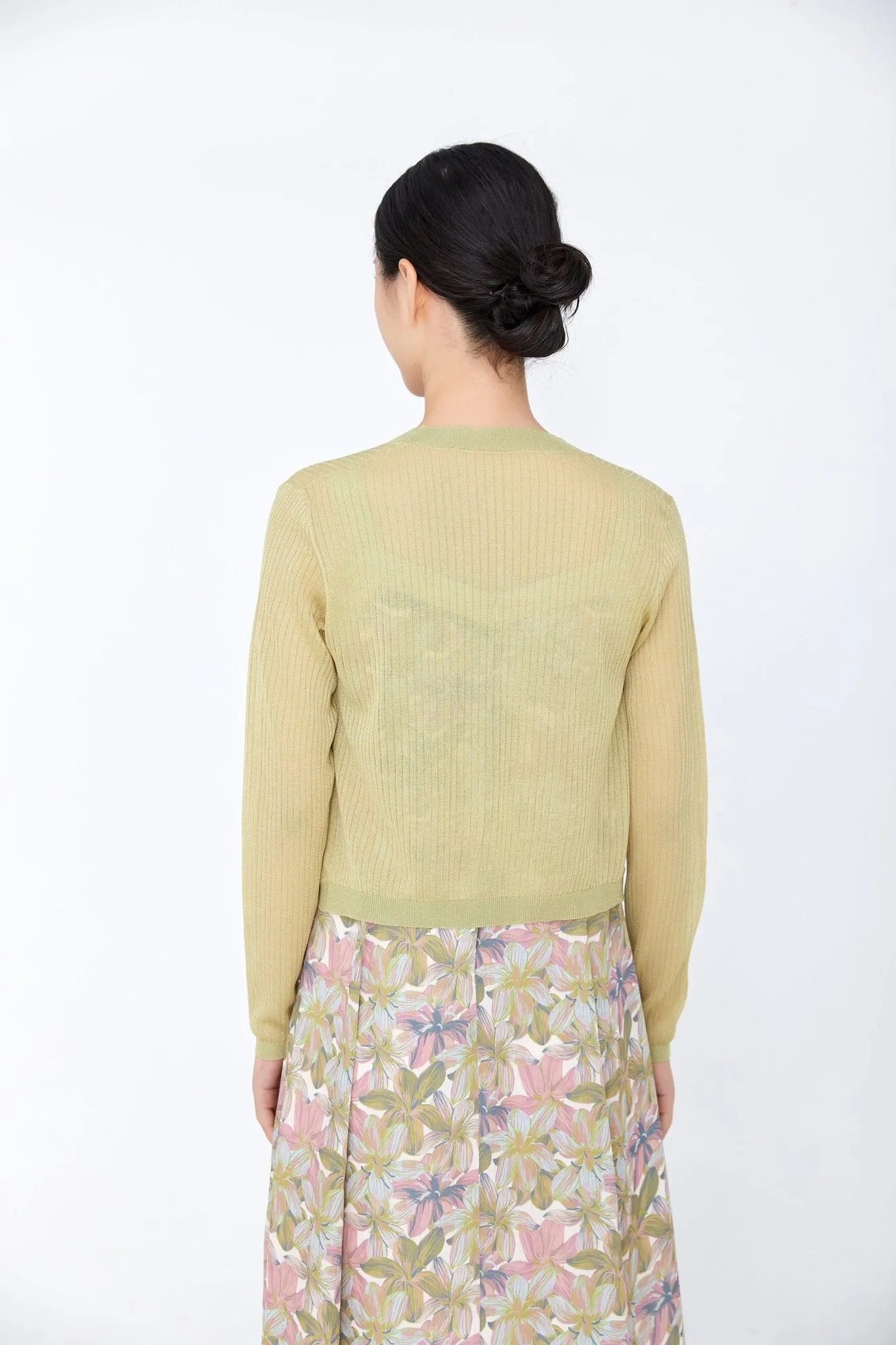 Grass Green Short Knitted Cardigan