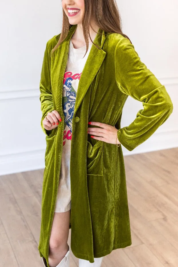 Hard Candy Velvet Jacket in Green