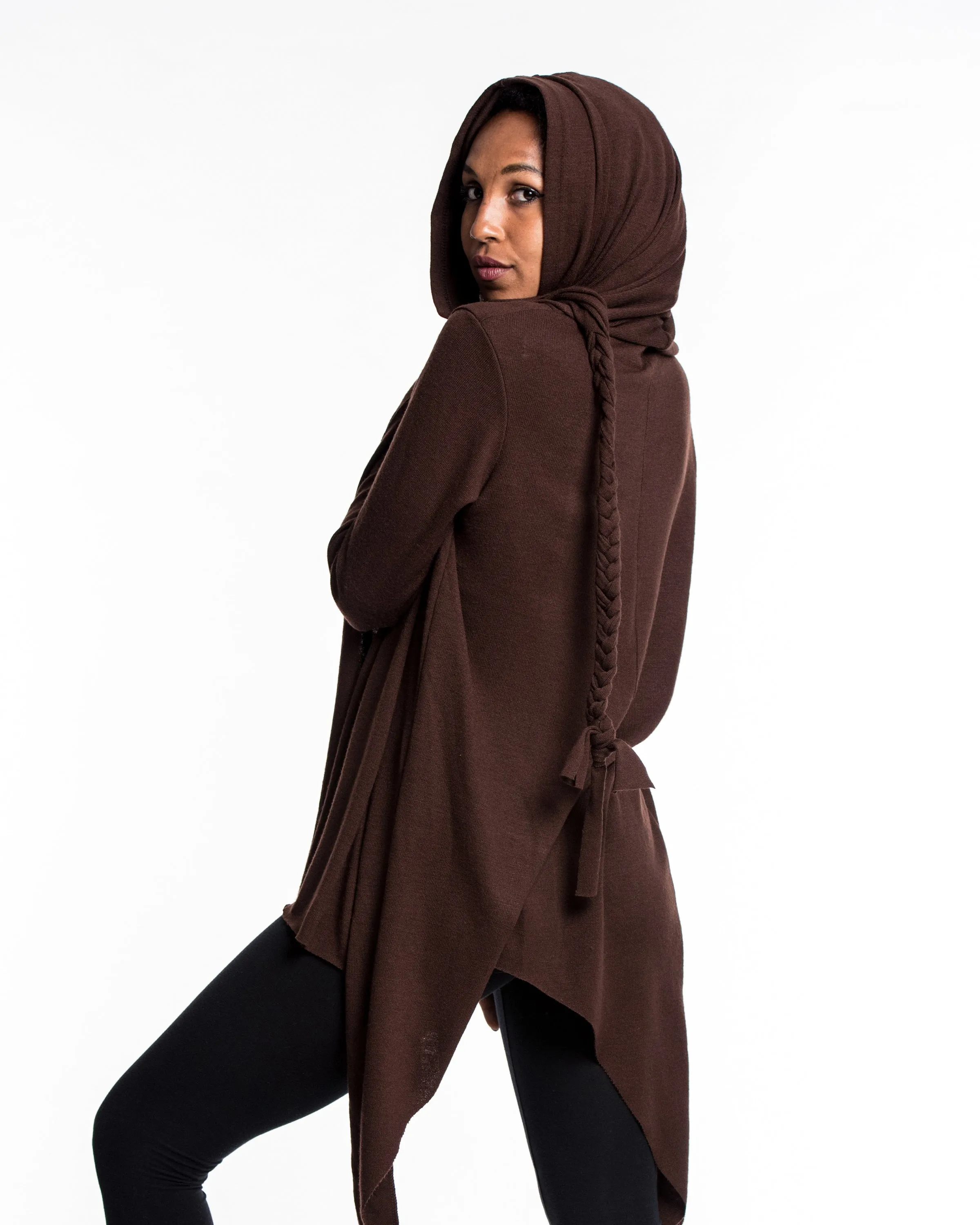 Hooded Cardigan in Brown