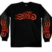 Hot Leathers GMS2154 Men’s ‘Fire Bobber’ Long Sleeve Black Shirt