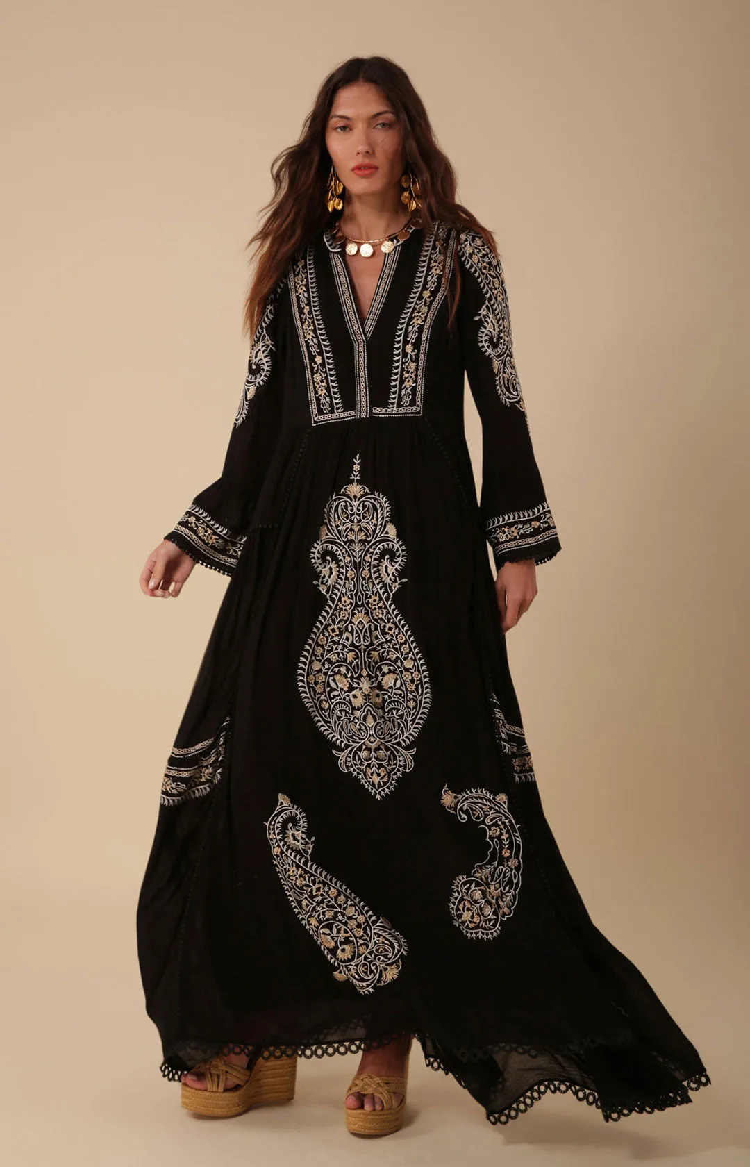 Isabel Embroidered Maxi Dress