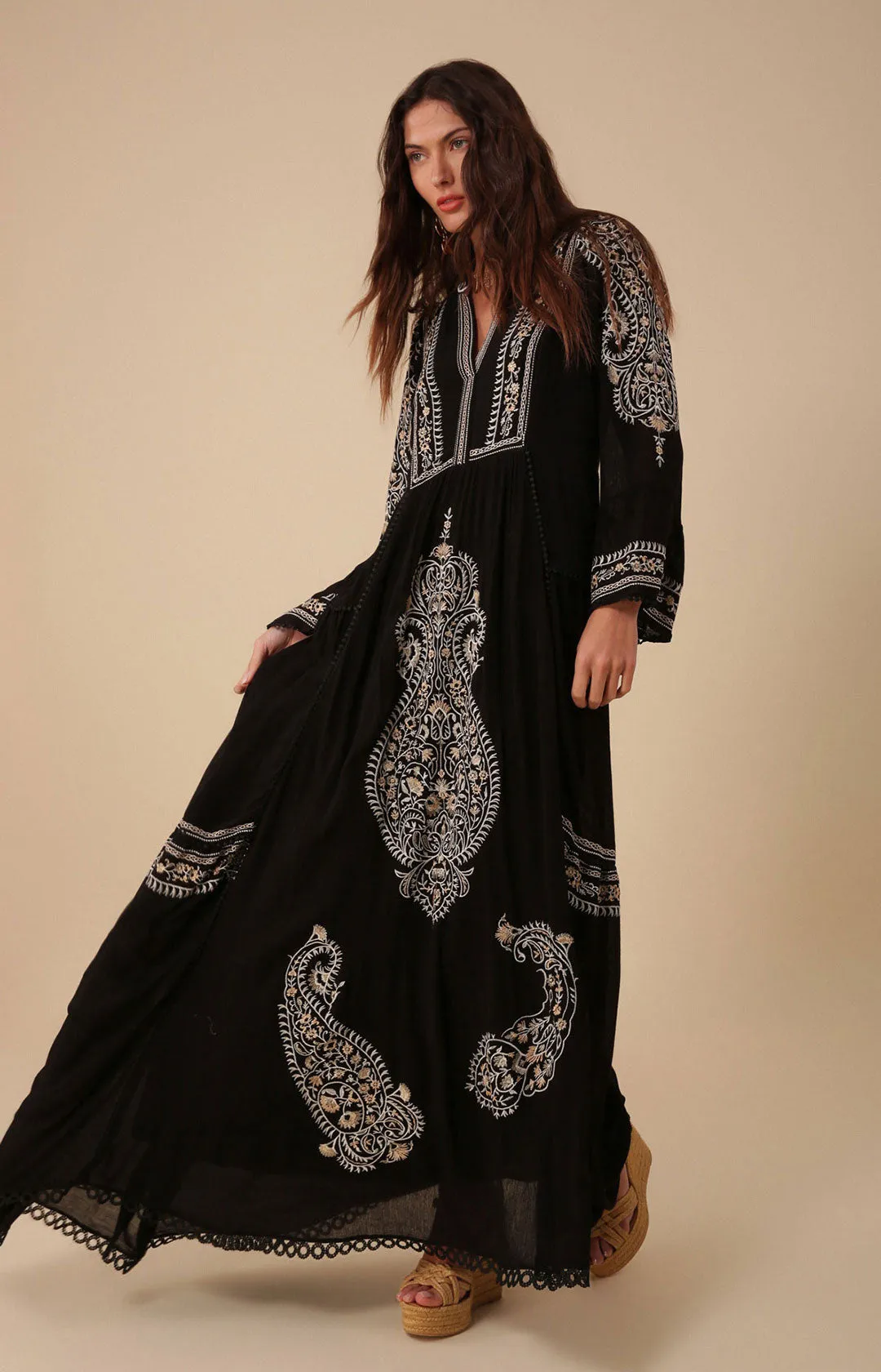 Isabel Embroidered Maxi Dress