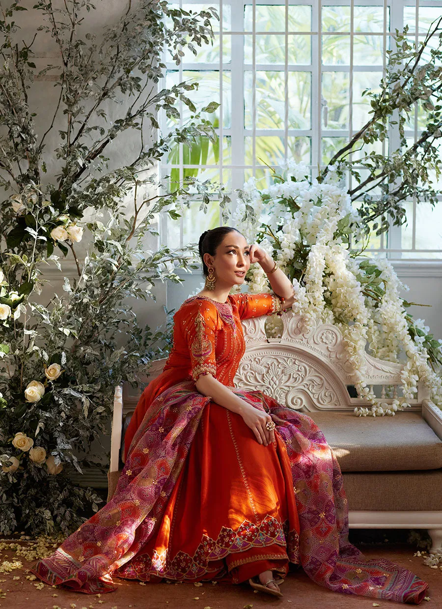 Kusum Burnt Orange Kalidaar and Dupatta