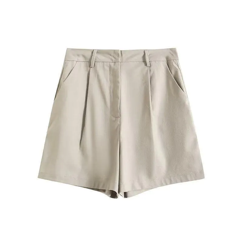 Ladies Solid Color Pockets Shorts K27788