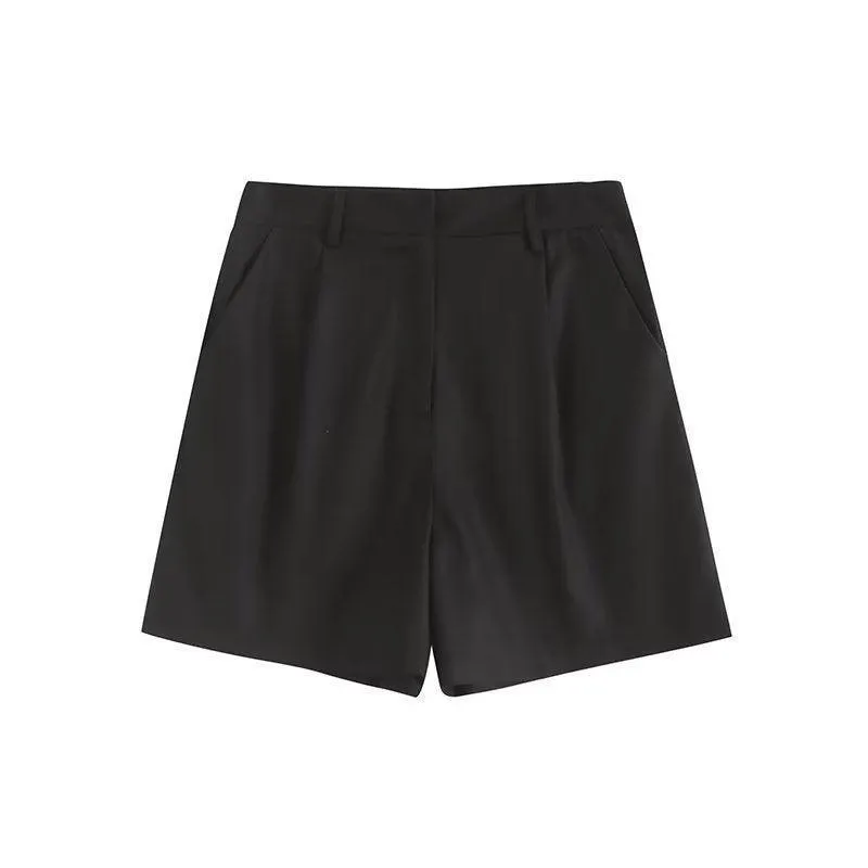 Ladies Solid Color Pockets Shorts K27788