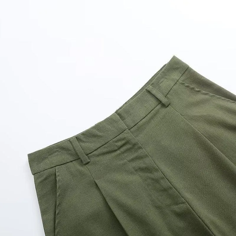 Ladies Solid Color Pockets Shorts K27788