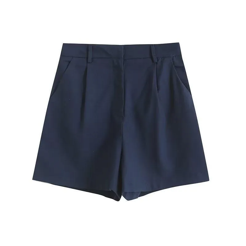 Ladies Solid Color Pockets Shorts K27788