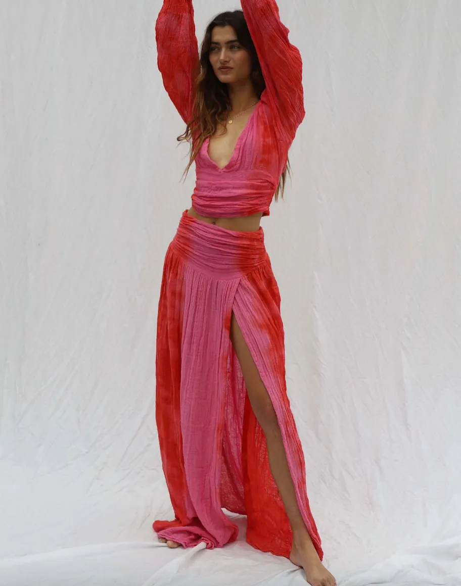 LAPIS MAXI SKIRT - NEON PINK