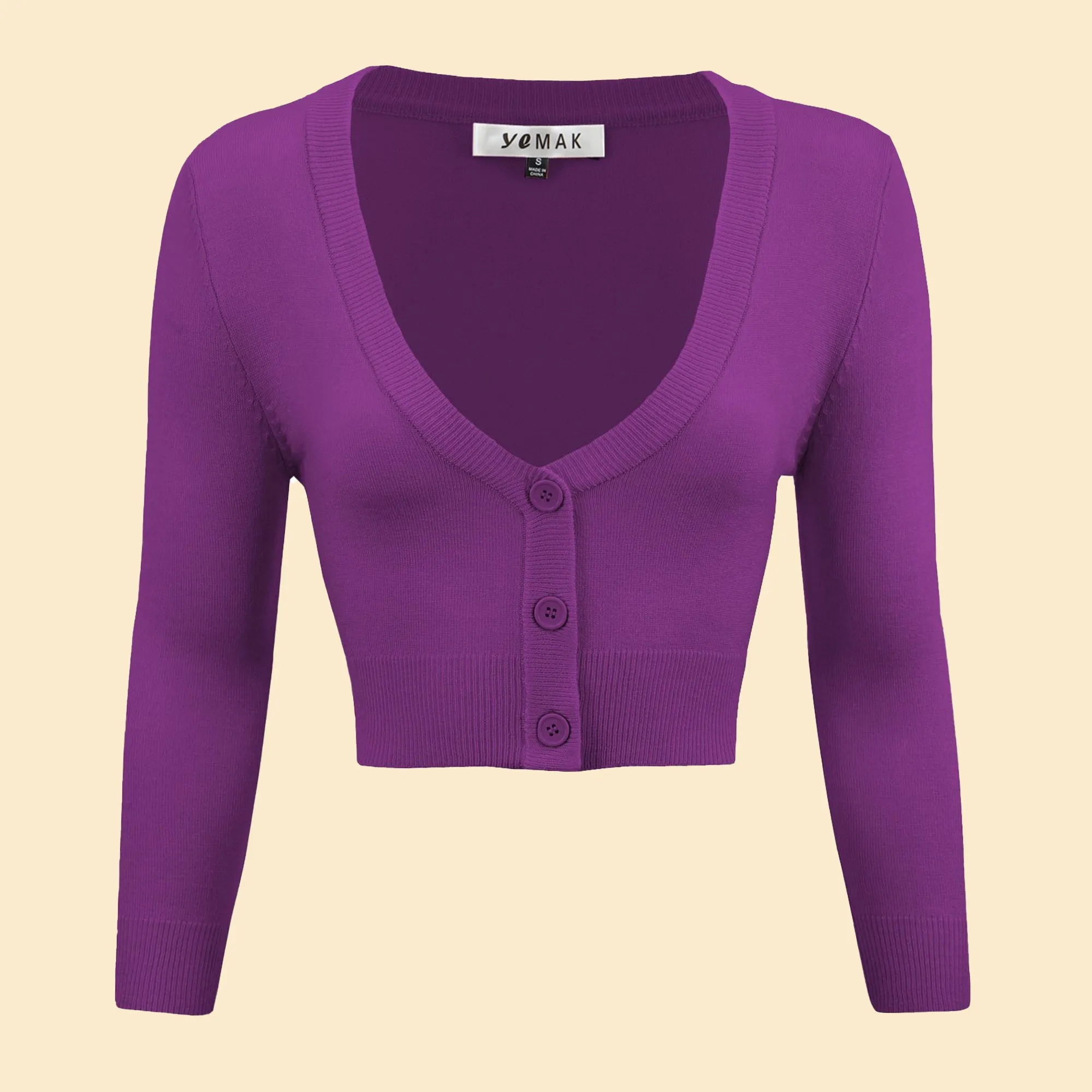 Lilith 3/4 Sleeve Crop Cardigan in 38 Colors (20-38)