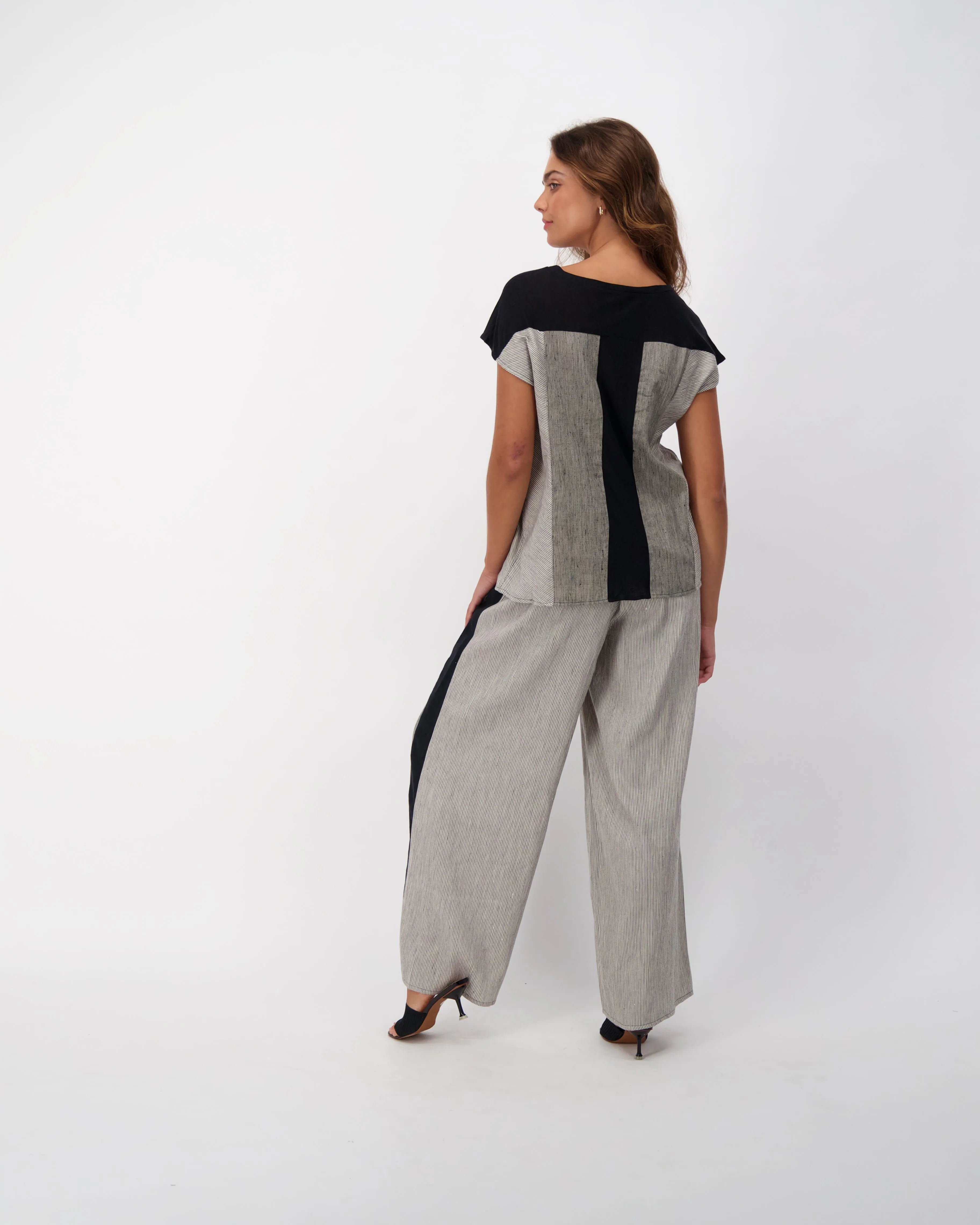 Linen Blend Wide Leg Pull On Pants