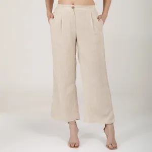 Linen Wide Leg Trousers for Women | Beige