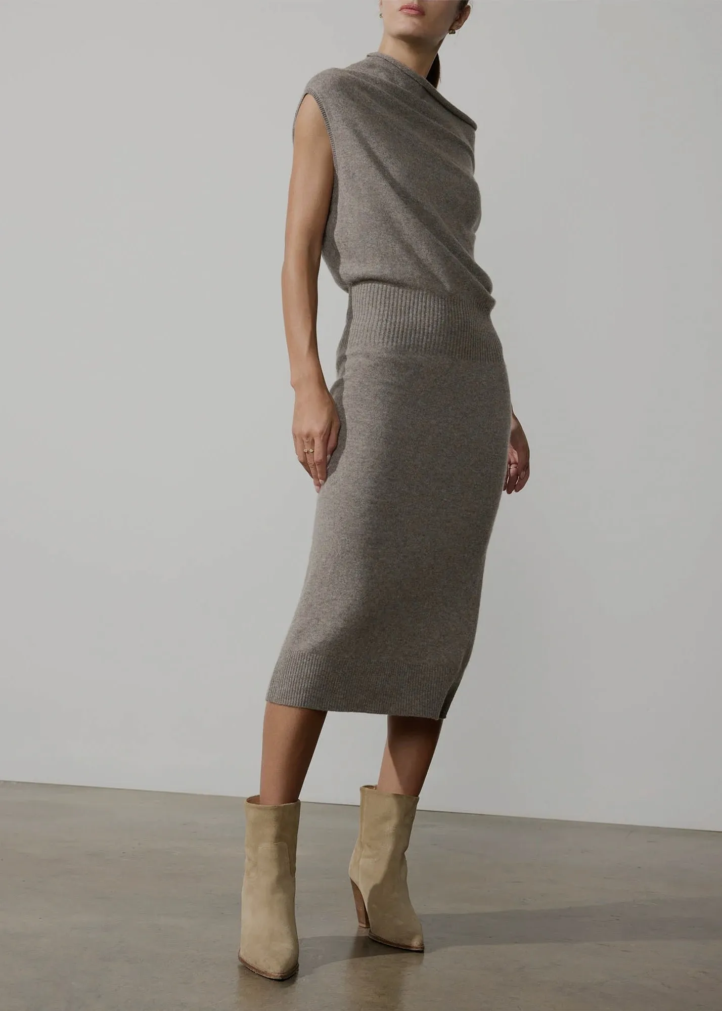 Lori Sleeveless Dress - Otter Melange