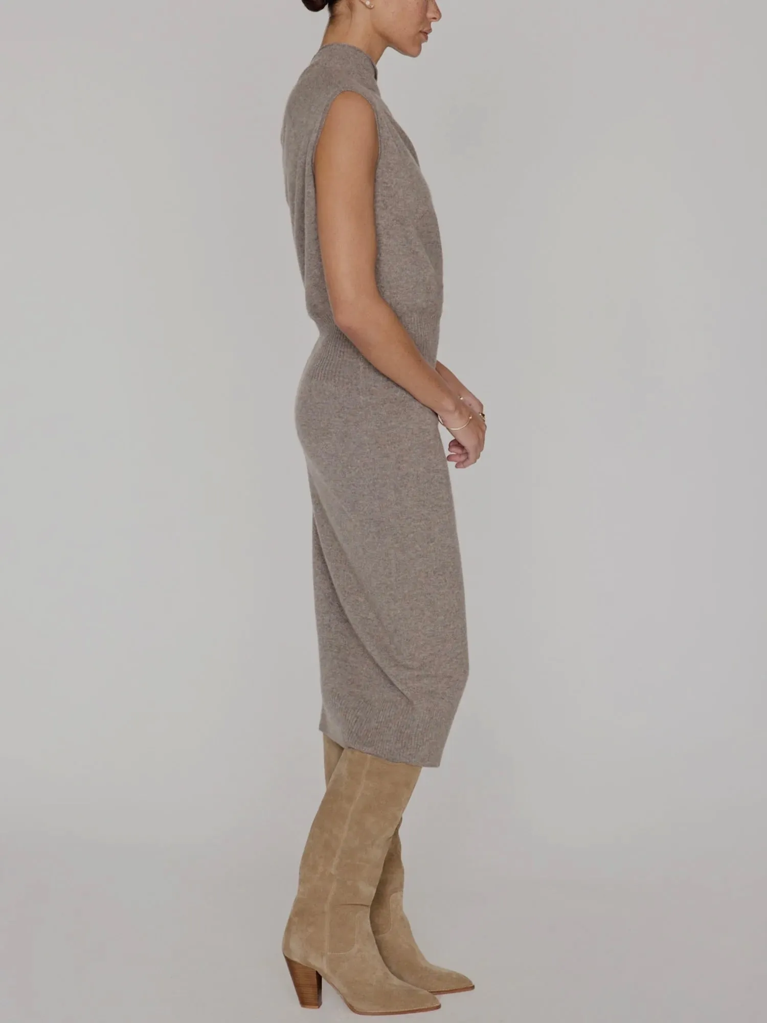 Lori Sleeveless Dress - Otter Melange