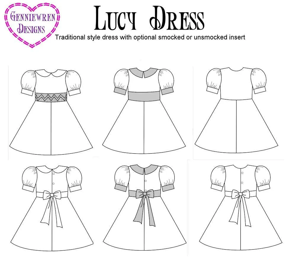 Lucy Dress 18" Doll Clothes Pattern