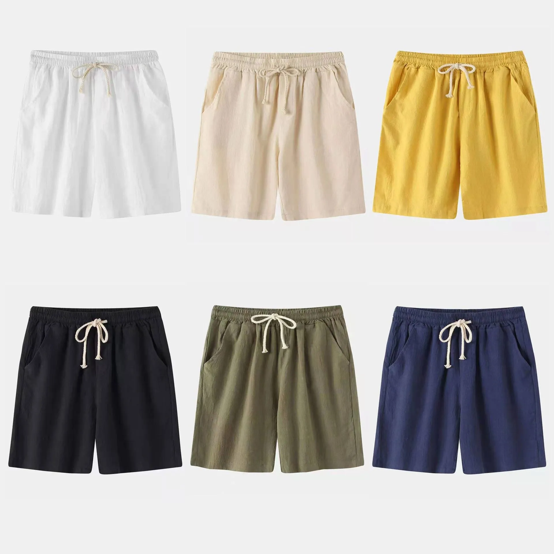 MEN'S COTTON AND LINEN BEACH SHORTS