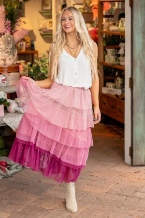 Miss Adelia  Gradient Style Tiered Mesh Maxi Skirt