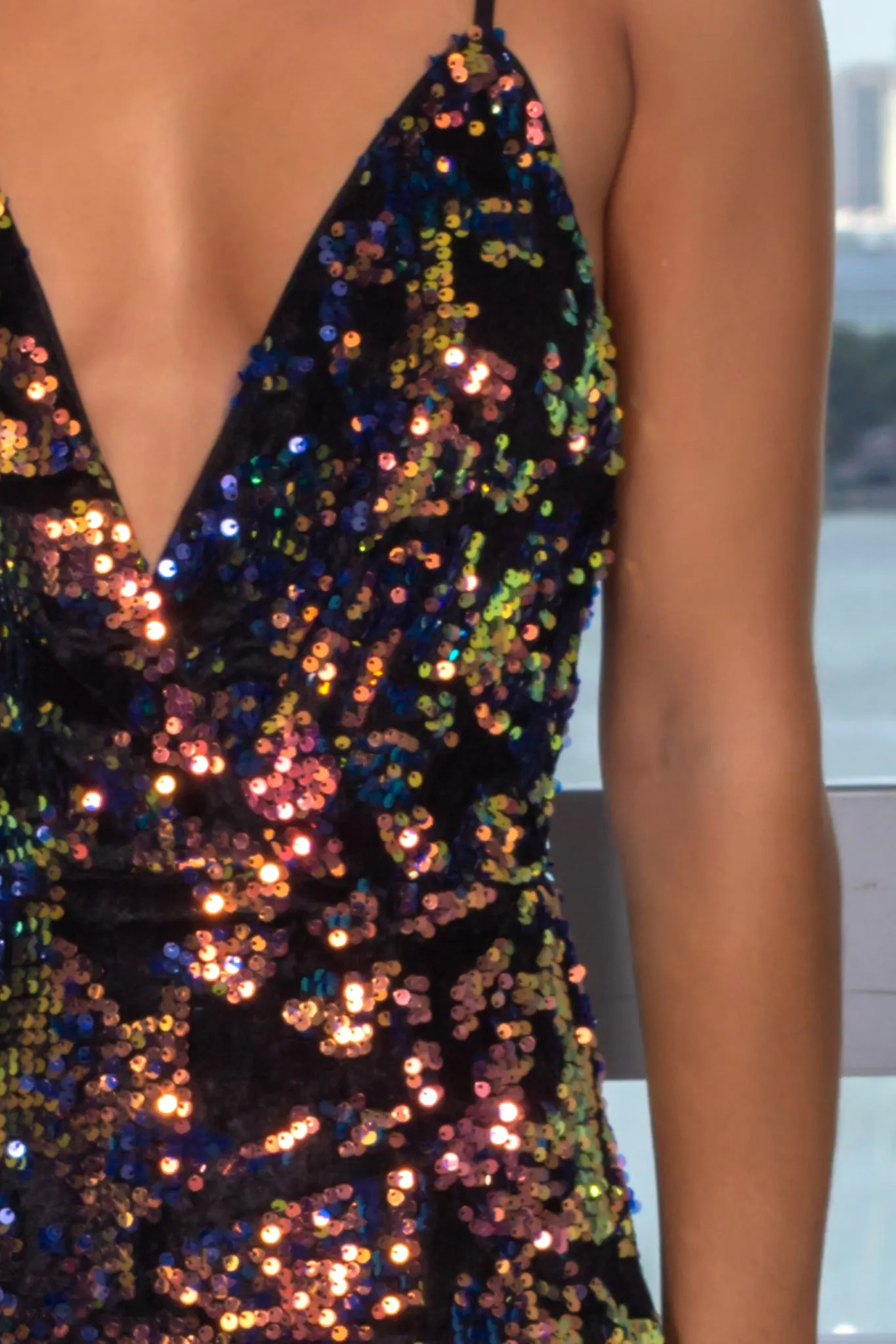 Multi Colored Sequin Maxi Dress