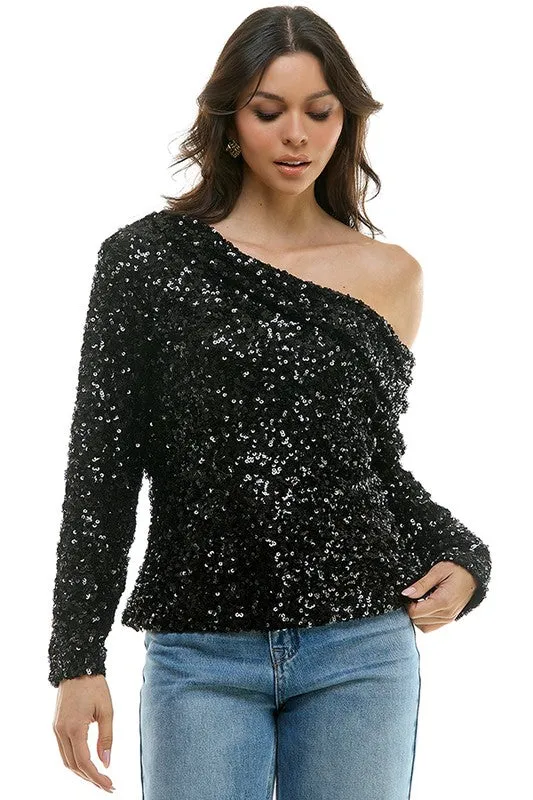 Off Shoulder Sequin Top