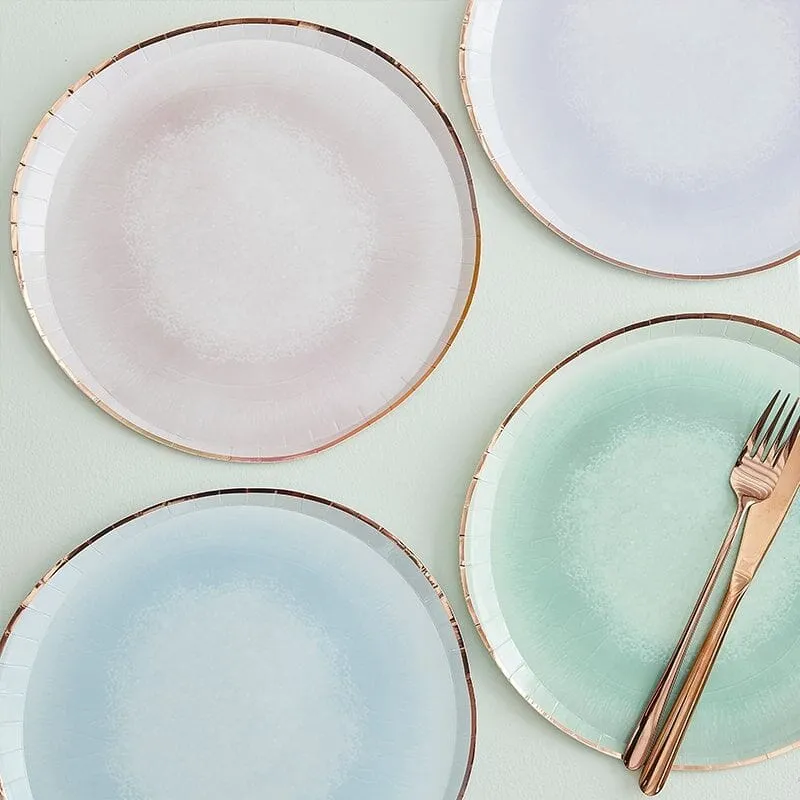 Pastel Ceramic Glaze Effect Paper Plates (8 Pack)