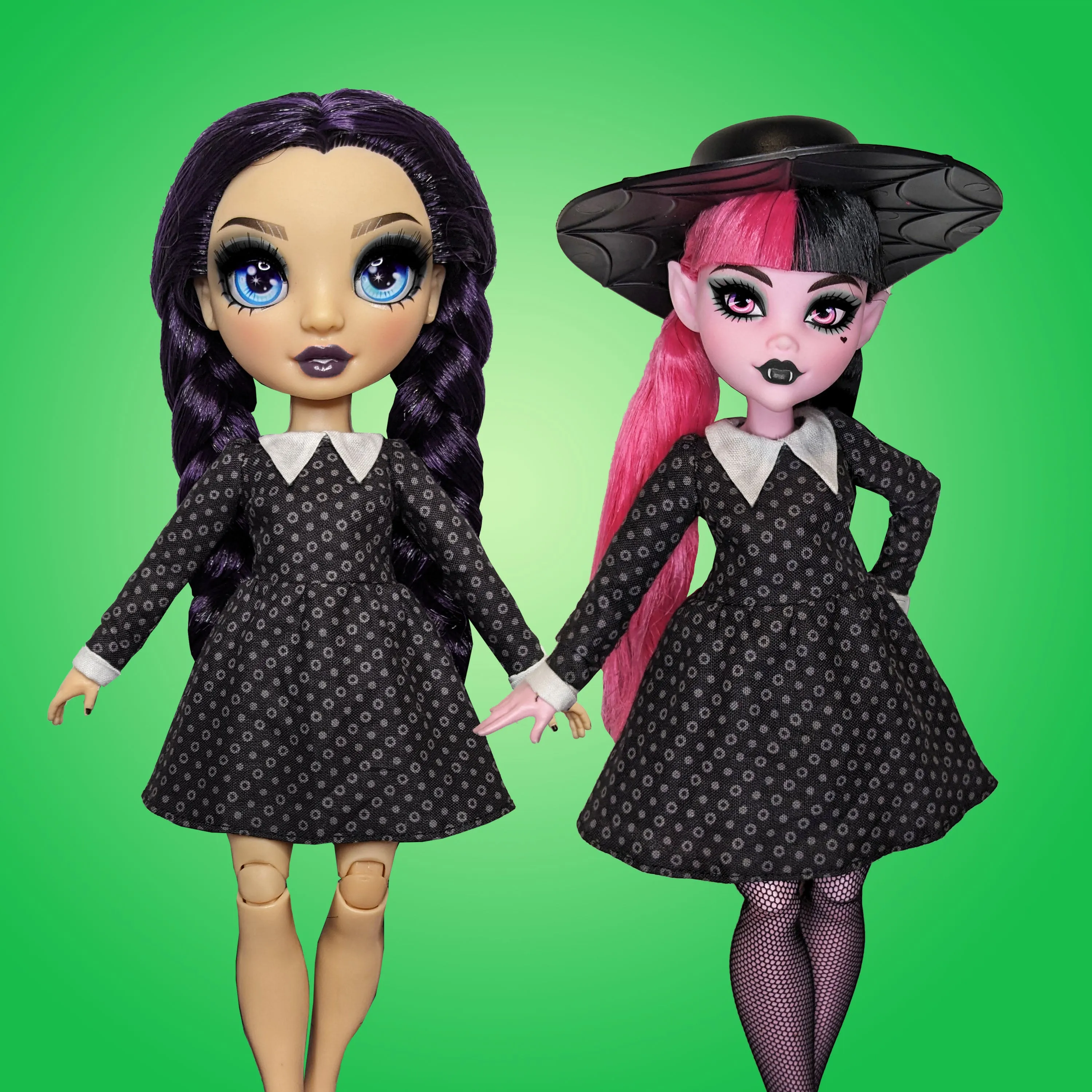 PC Goth Girl 11" Fashion Doll - Halloween Monster A-Line Dress Costume - Downloadable RAD Doll Clothes PDF Sewing Pattern