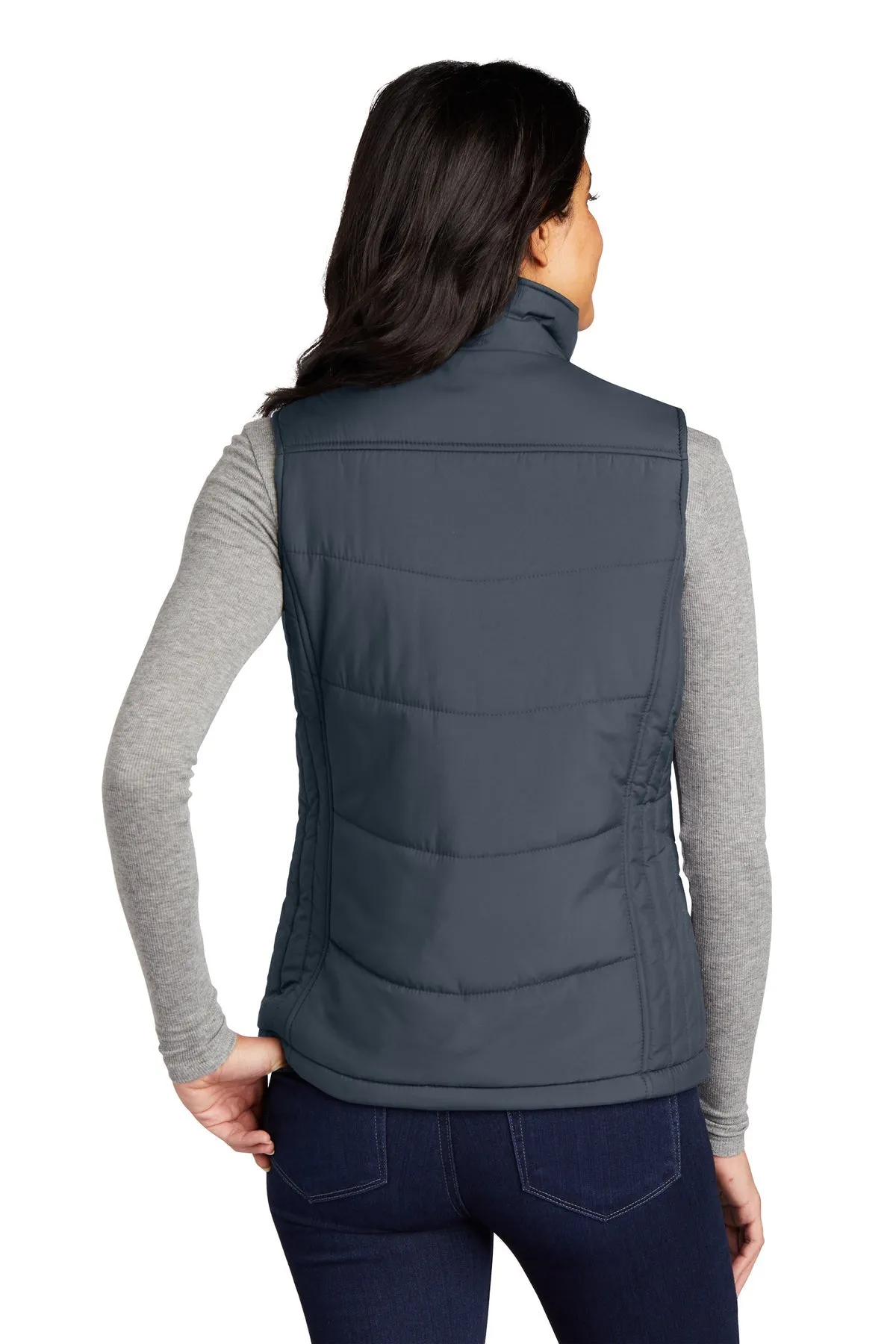 Port Authority Ladies Puffy Customized Vests, Dark Slate/Black