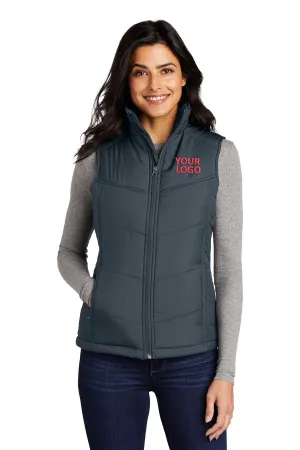 Port Authority Ladies Puffy Customized Vests, Dark Slate/Black