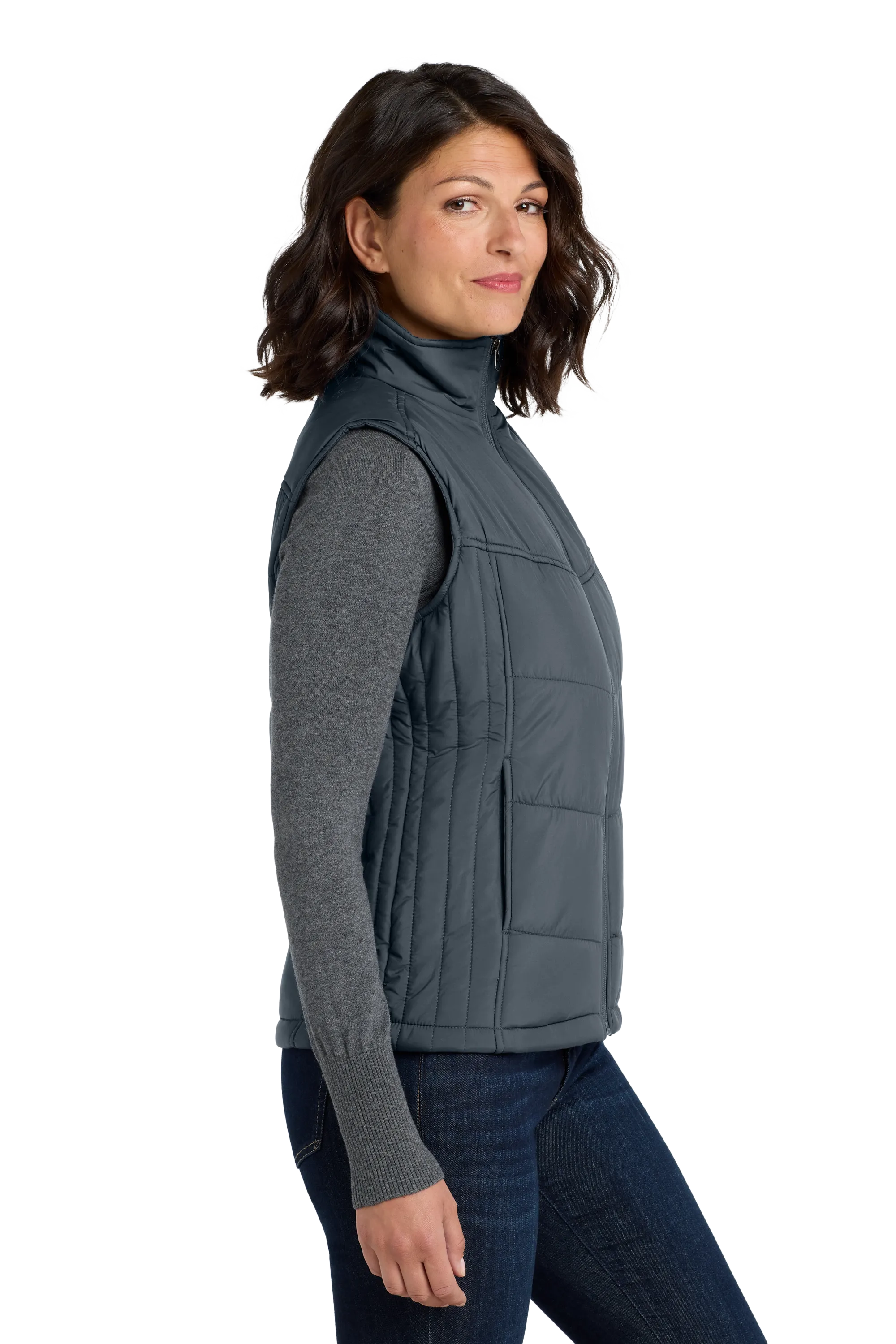 Port Authority® Women's Puffy Vest - Dark Slate / Black