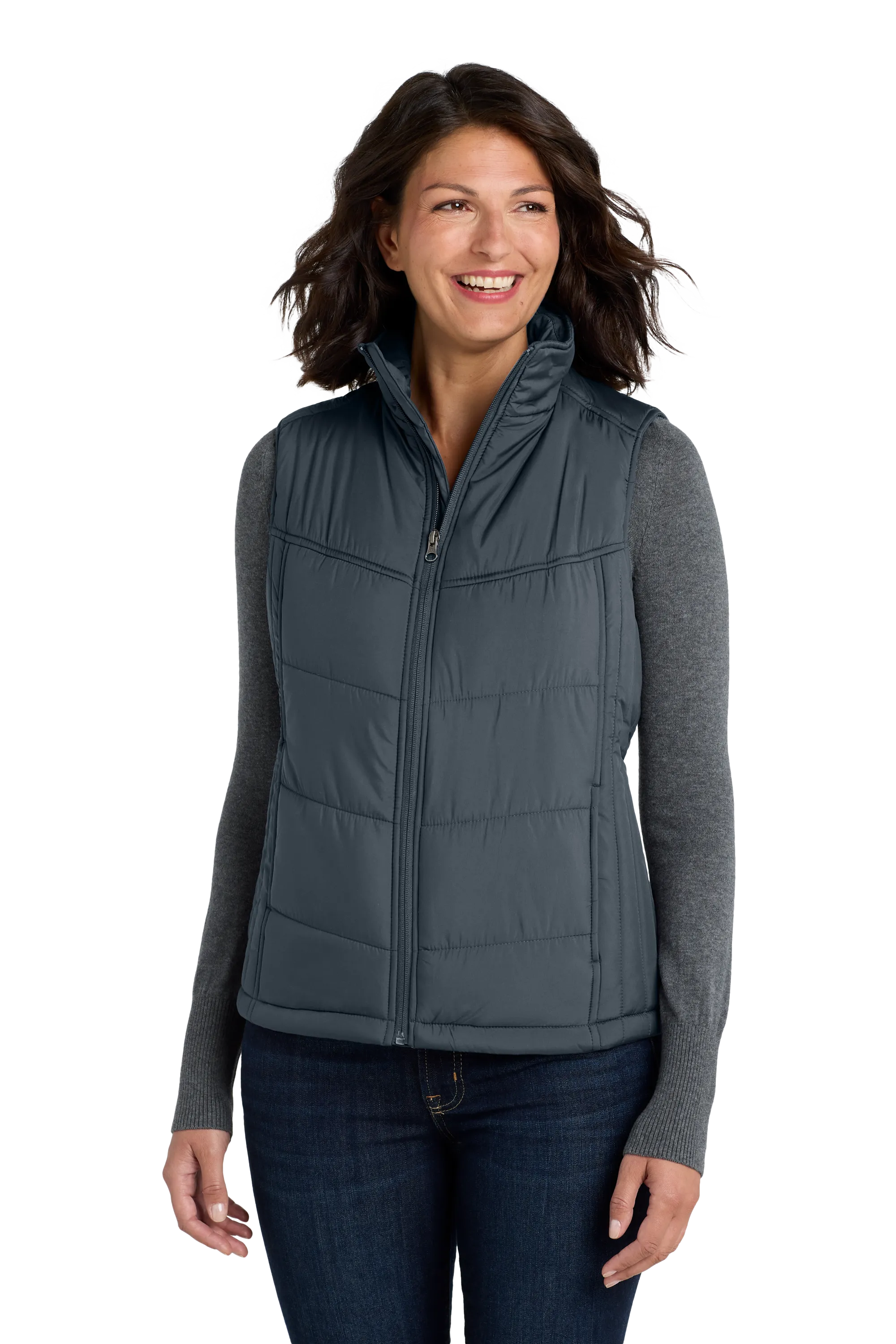 Port Authority® Women's Puffy Vest - Dark Slate / Black