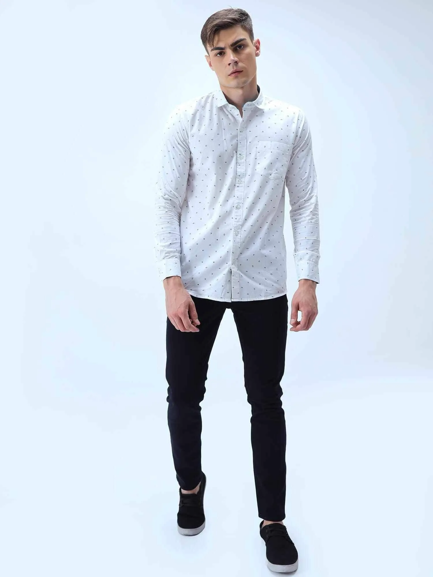 Premium - Black & White Flecked Office Party Full Shirt