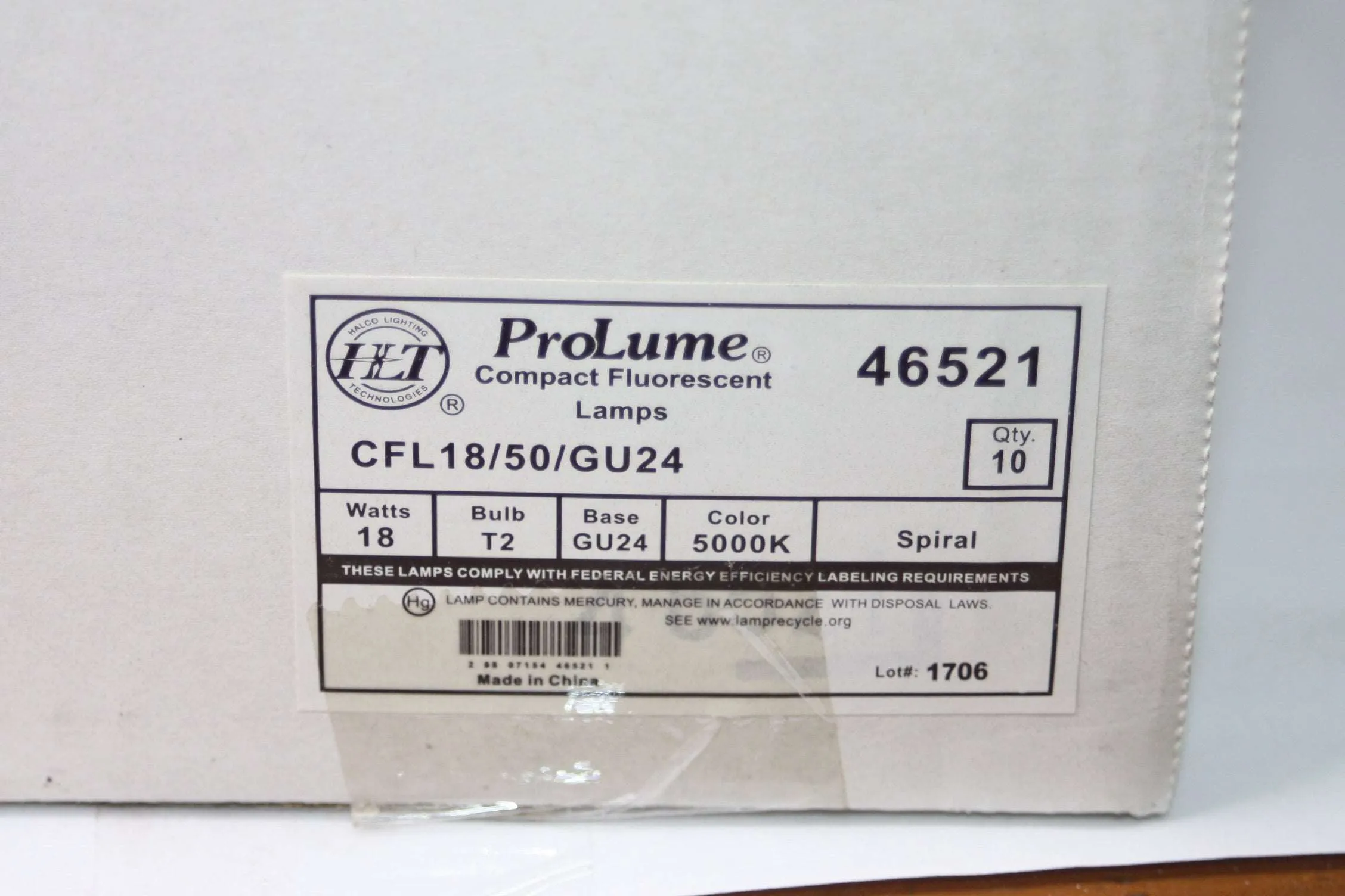 ProLume Compact Fluorescent Lamps 46521 CFL18/50/GU24 Watts 18 Bulb T2 Base GU24