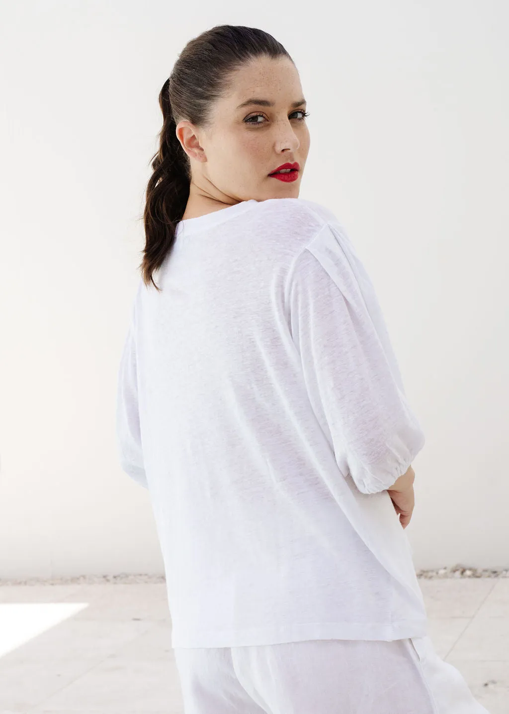 Puffy Sleeve Tee White