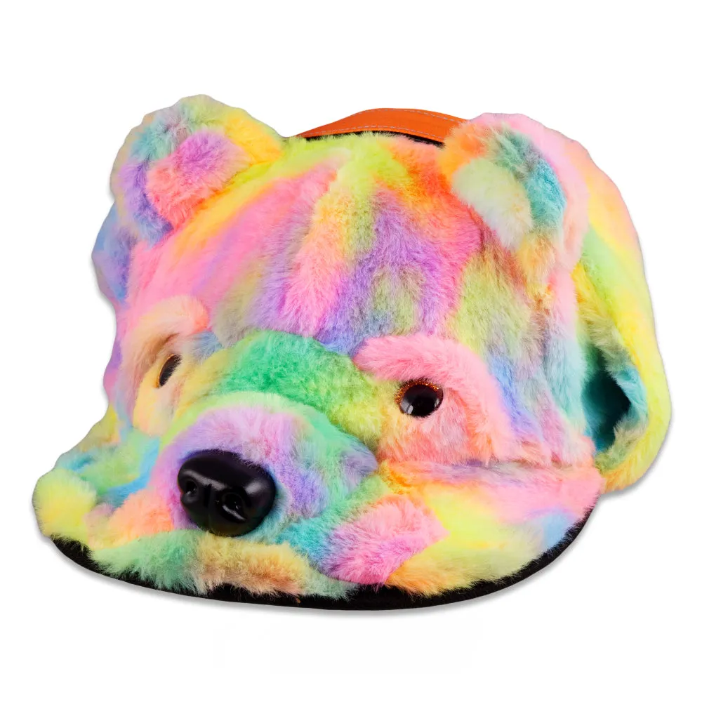 Rainbow Bear Fur Earflap Snapback Hat