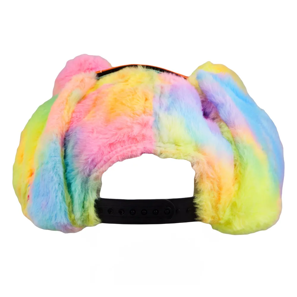 Rainbow Bear Fur Earflap Snapback Hat