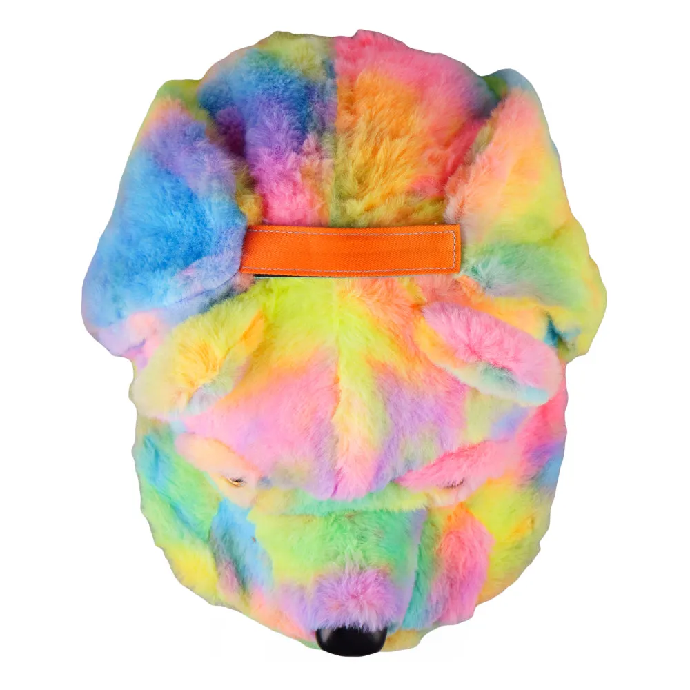 Rainbow Bear Fur Earflap Snapback Hat