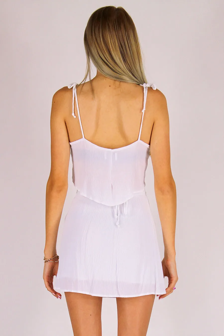 Ribbon Cami Top and Wrap Skirt - White Scrunchy