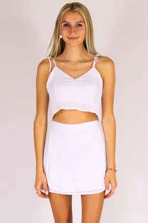 Ribbon Cami Top and Wrap Skirt - White Scrunchy