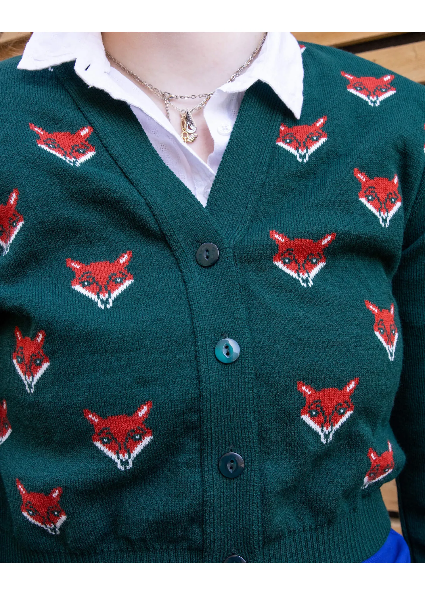 Run & Fly - Forest Green Fox Head Cropped Cardigan