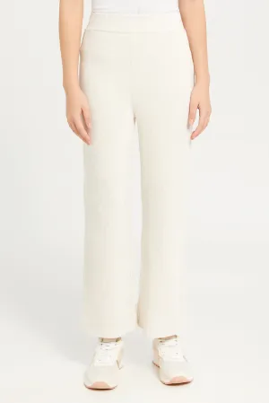 Senior Girls Cream Wide Leg Cord Pants