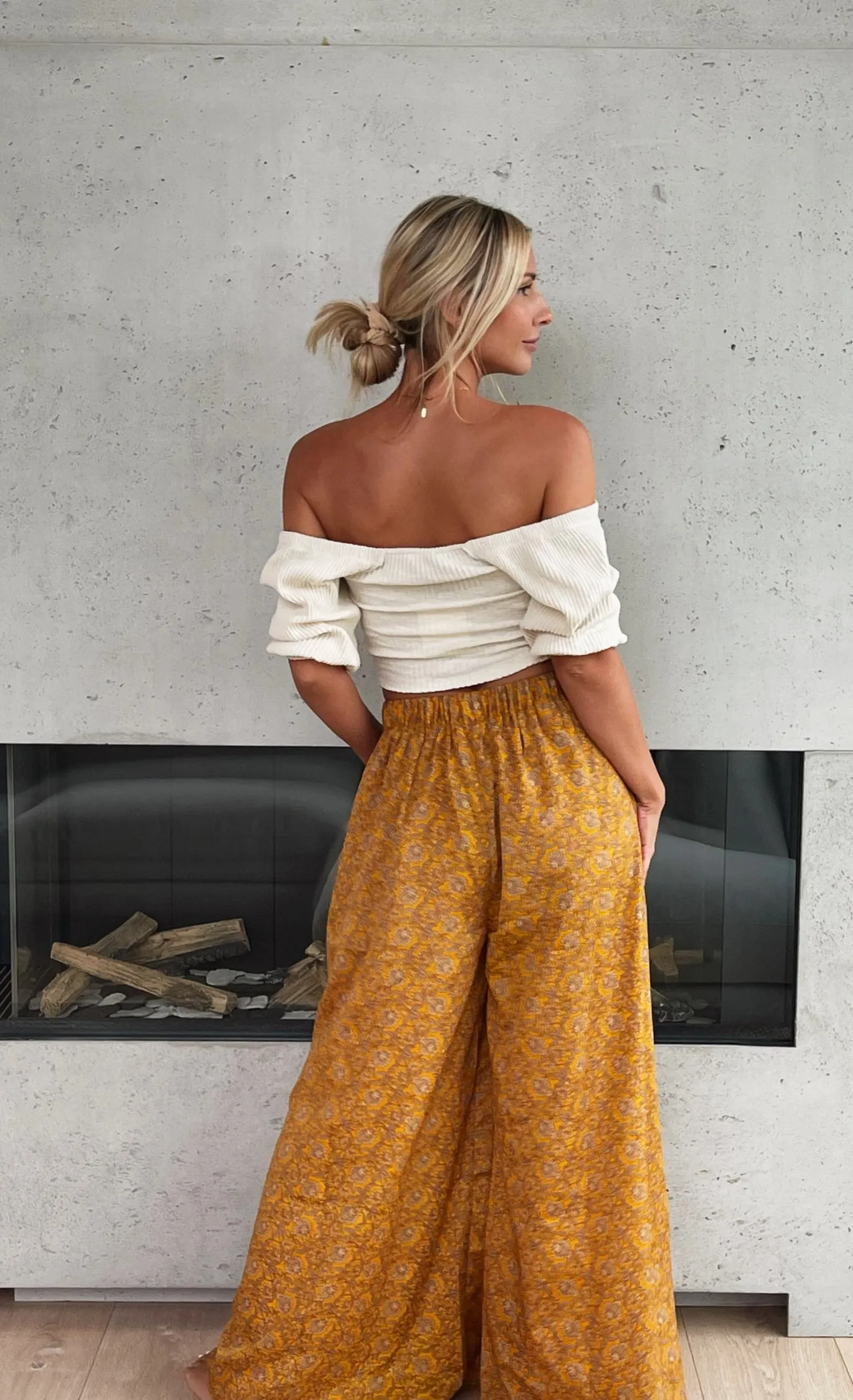 Silk Wide Leg Pant - Sunflower