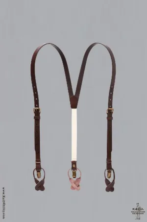 Skinny Leather Suspenders - Brown