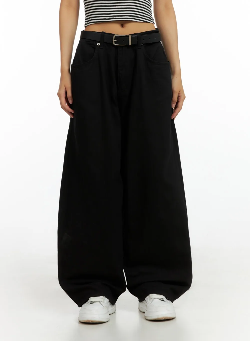 Solid Wide Leg Pants IL419