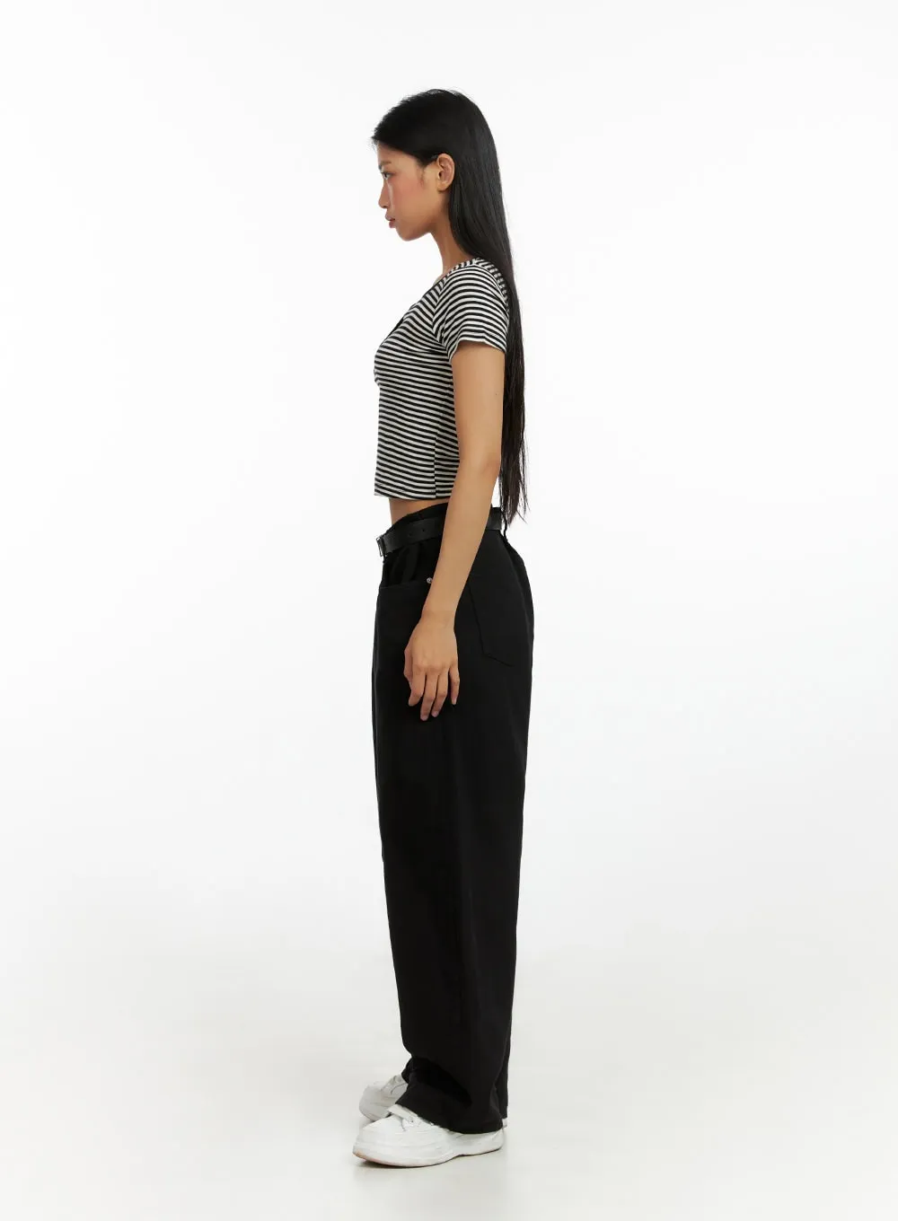 Solid Wide Leg Pants IL419