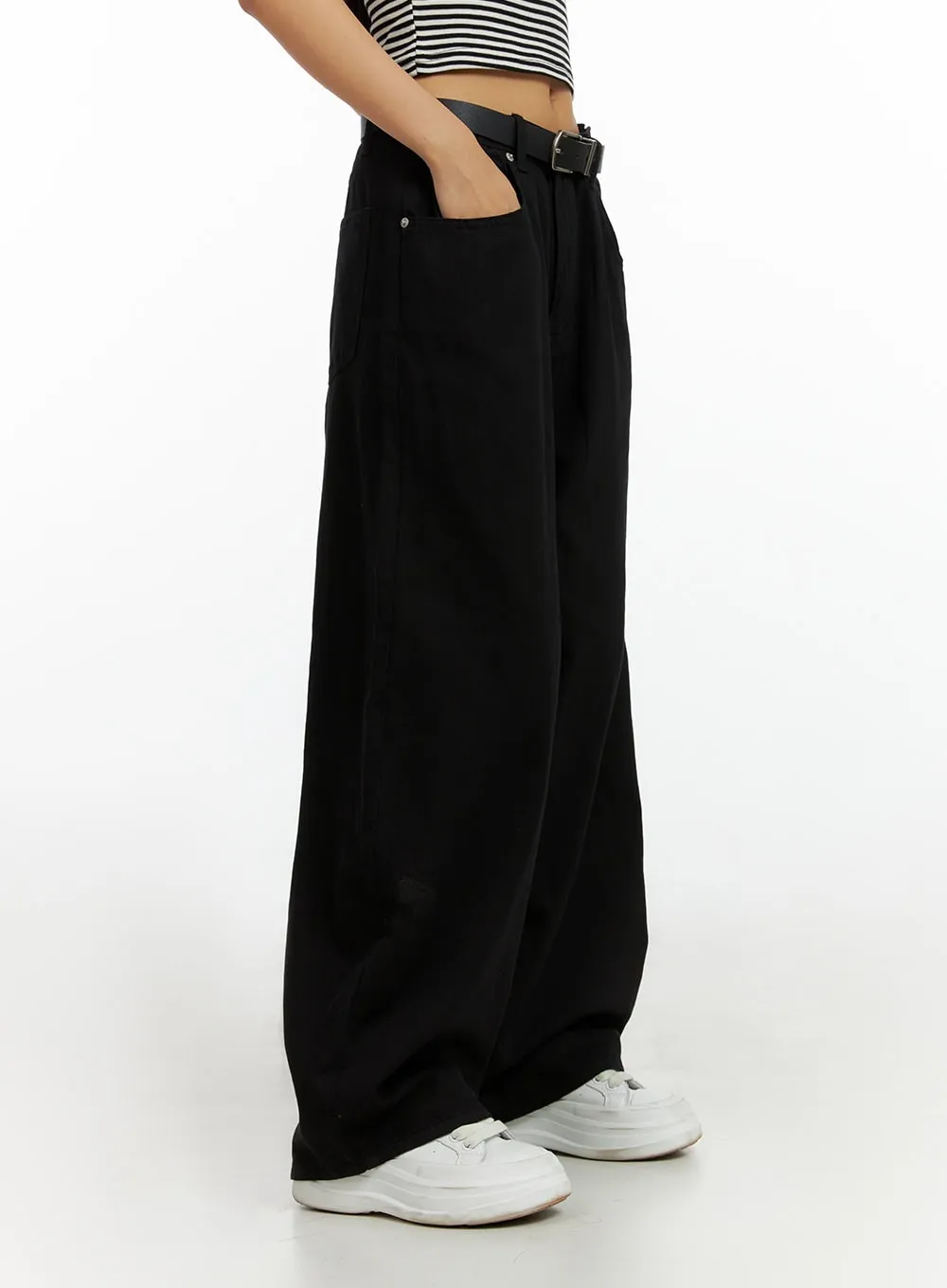 Solid Wide Leg Pants IL419