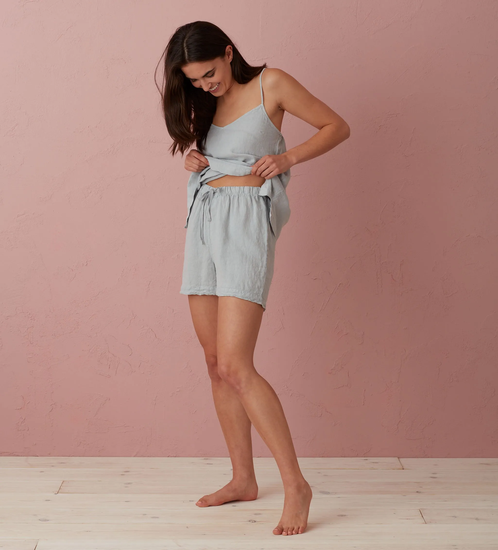 Stone Grey Evie 100% Linen Shorts