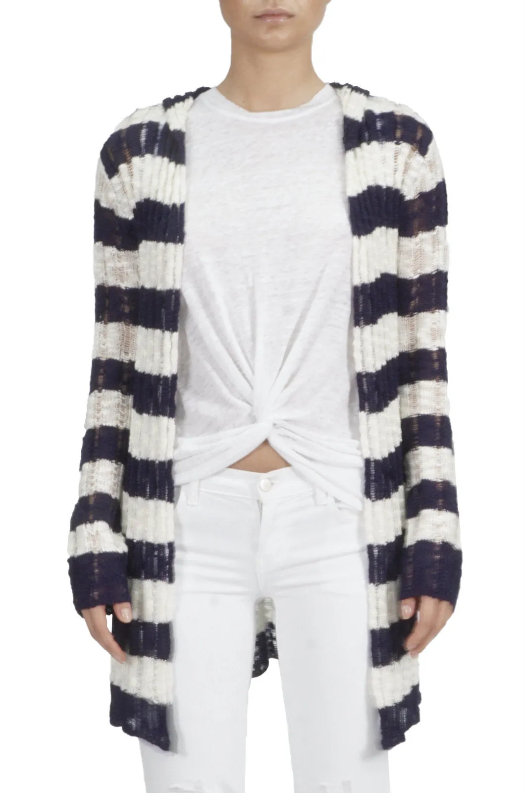 Striped Hooded Cardigan